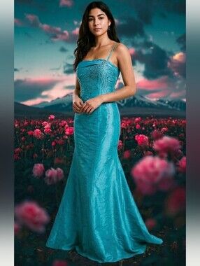 Mystique Stunning Teal Prom Dress